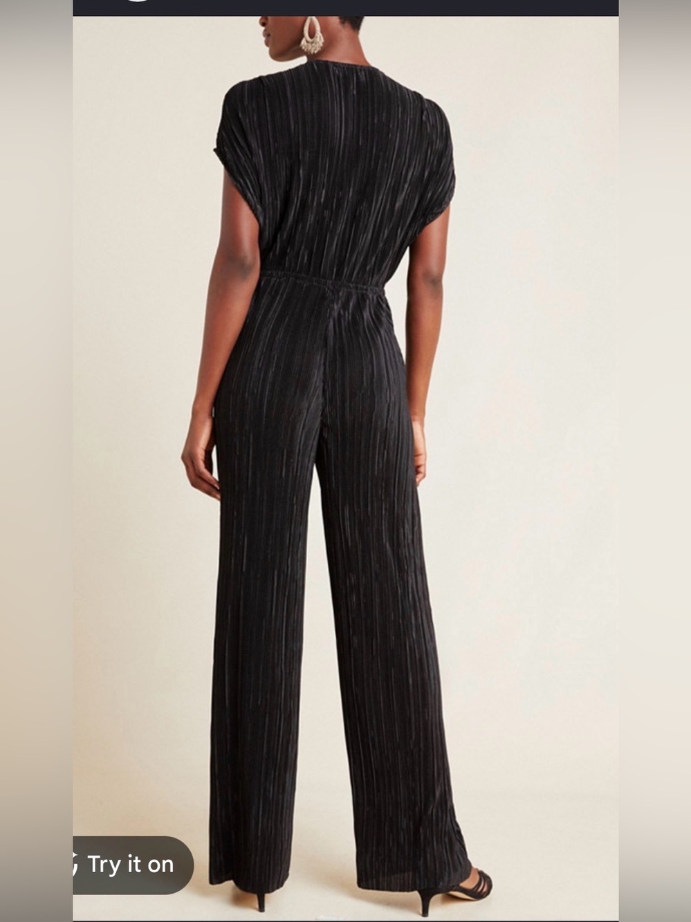 NWT Umgee Metallic Pleated Jumpsuit V Neck , size Small